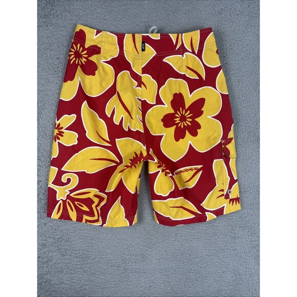 Abercrombie & Fitch Red Yellow Floral Swim Shorts Trunks Mens Size 30 - Picture 2 of 9
